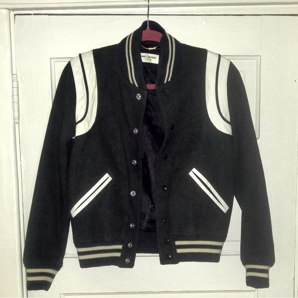 Saint Laurent Paris varsity teddy jacket